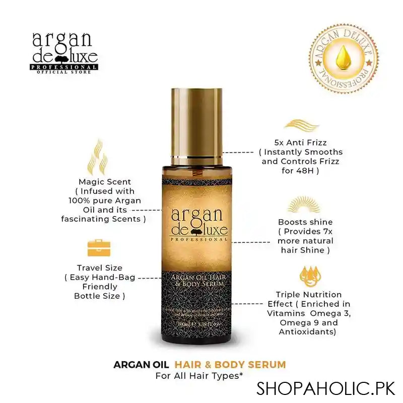 Argan Deluxe Argan Oil Hair & Body Serum, 100ml - Image 5