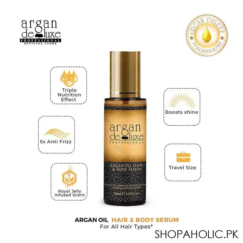 Argan Deluxe Argan Oil Hair & Body Serum, 100ml - Image 3