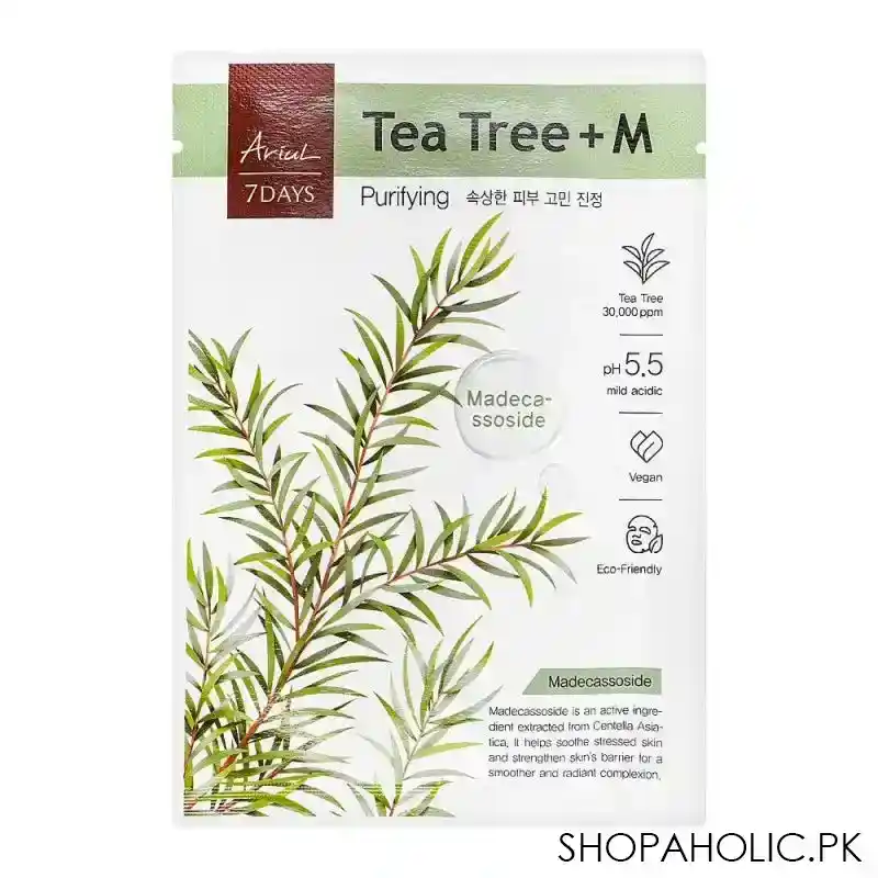 ariul 7 days tea tree+m purifying facial mask, 23ml main image