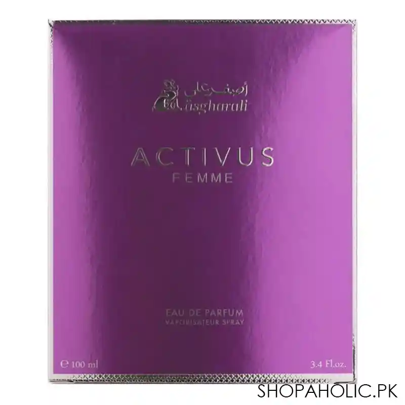 asgharali activus feme eau de parfum, fragrance for women, 100ml image3