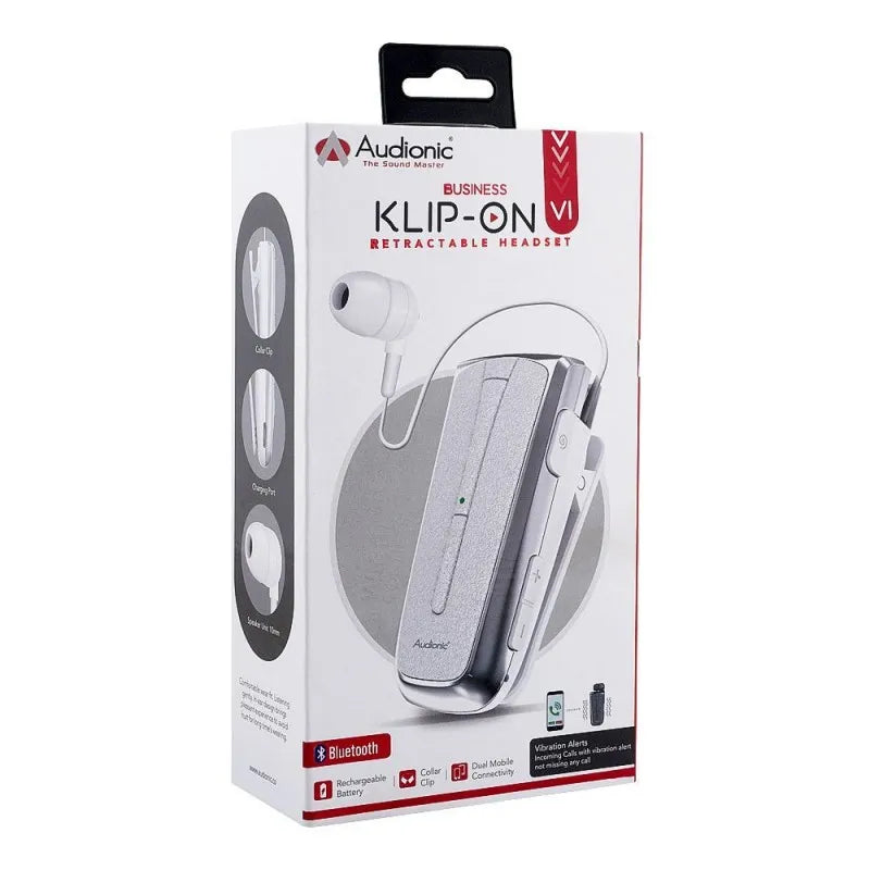 audionic business klip on retractable headset klip on vi white image2