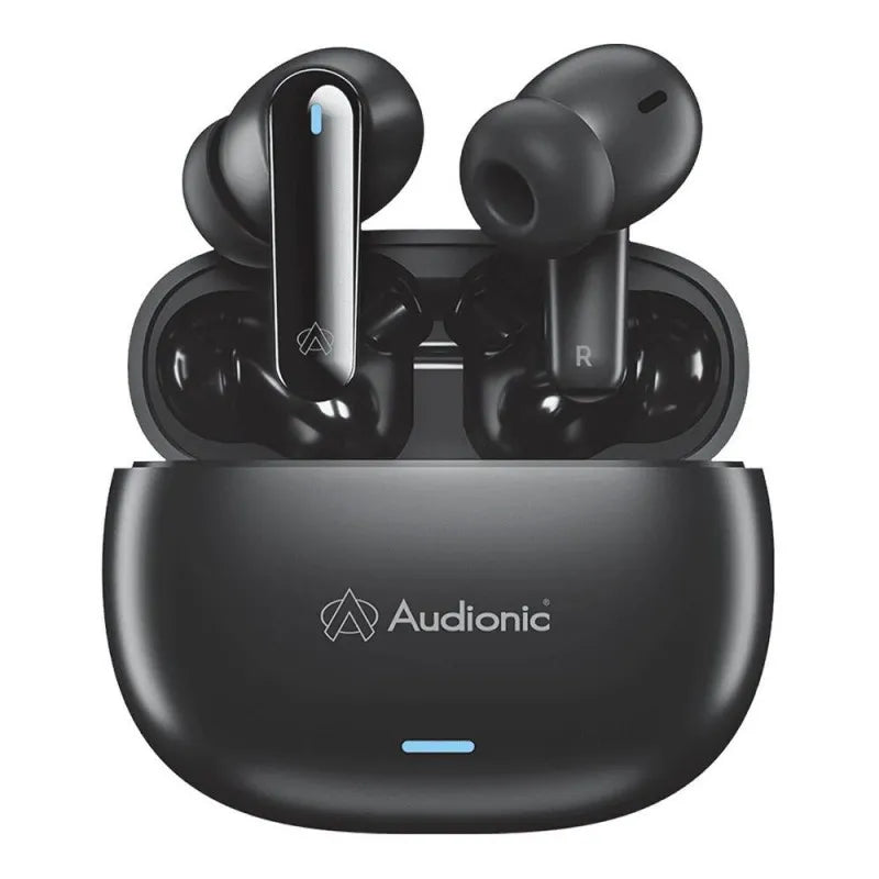 audionic quad mic enc environmental noise cancellation wireless earbuds, airbud 425, black main image