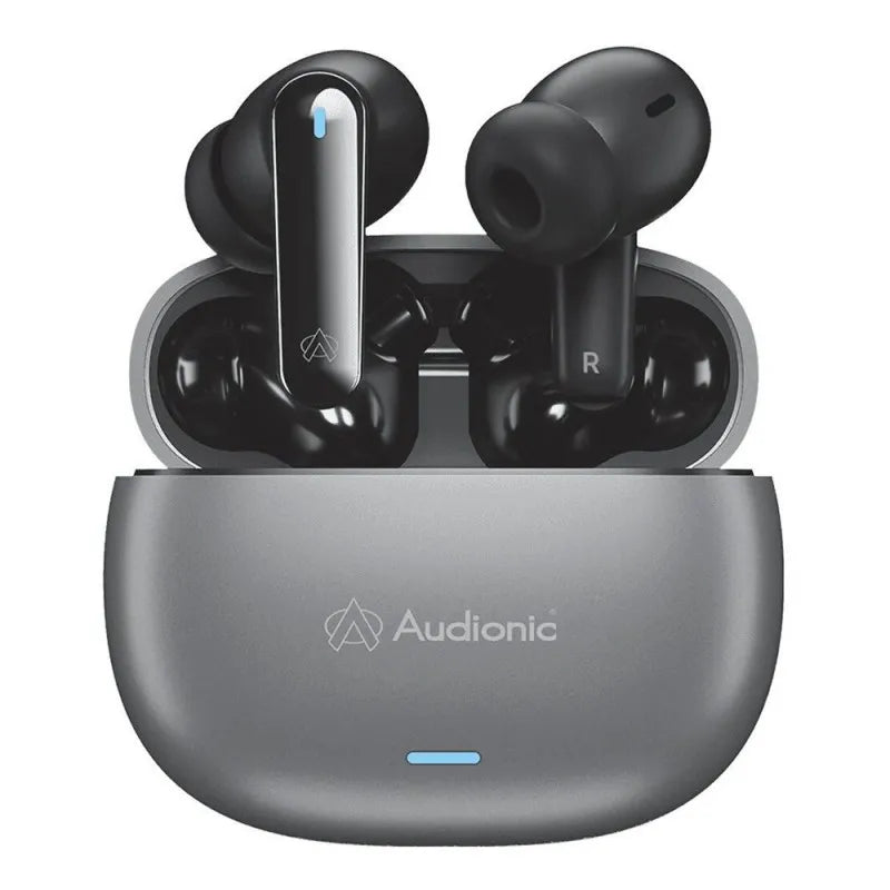 audionic quad mic enc environmental noise cancellation wireless earbuds, airbud 425, silver main image