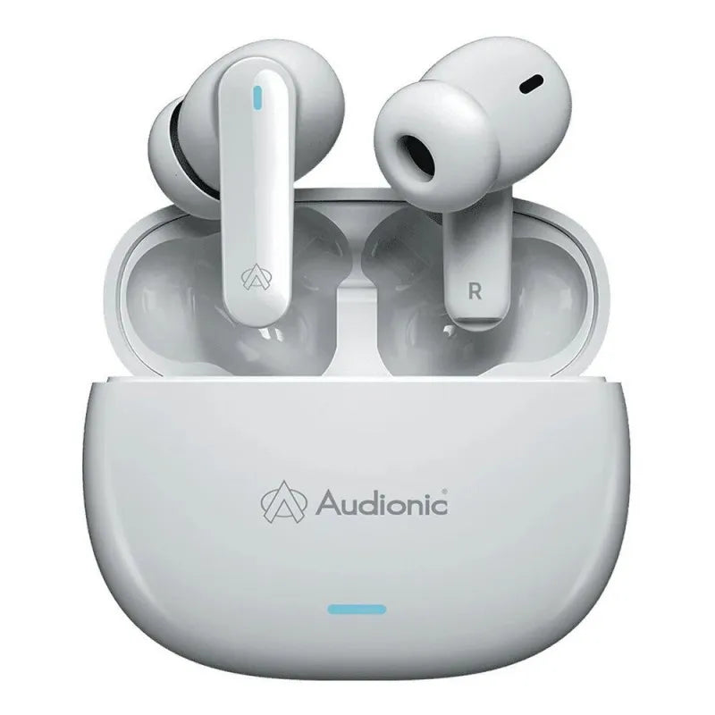 audionic quad mic enc environmental noise cancellation wireless earbuds, airbud 425, white main image