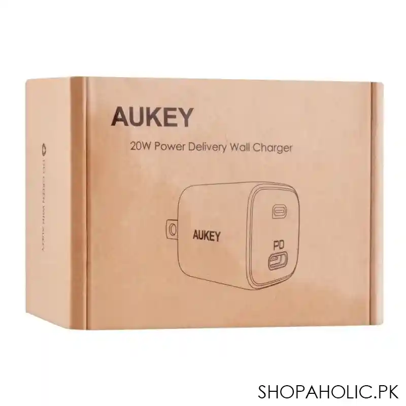 aukey 20w power delivery wall charger, matte white, pa b1 image2