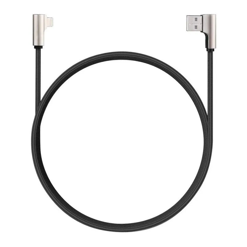 aukey 90 degree braided nylon iphone sync & charge cable, 3.95ft/1.2m, black, cbbal6 main image