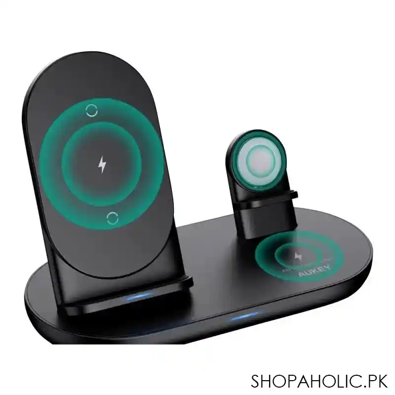 aukey aircore series 3 in 1 wireless charging station, black, lc a3 image2