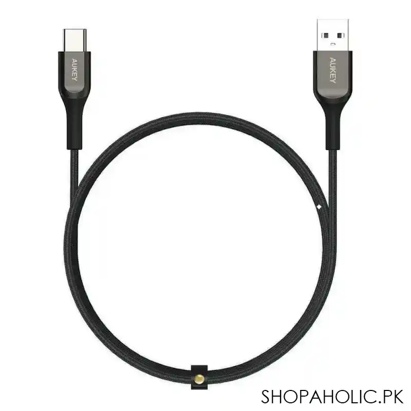 aukey impulse titan ac kevlar core usb a to usb c cable, 1.2m, black, cb akc1 main image