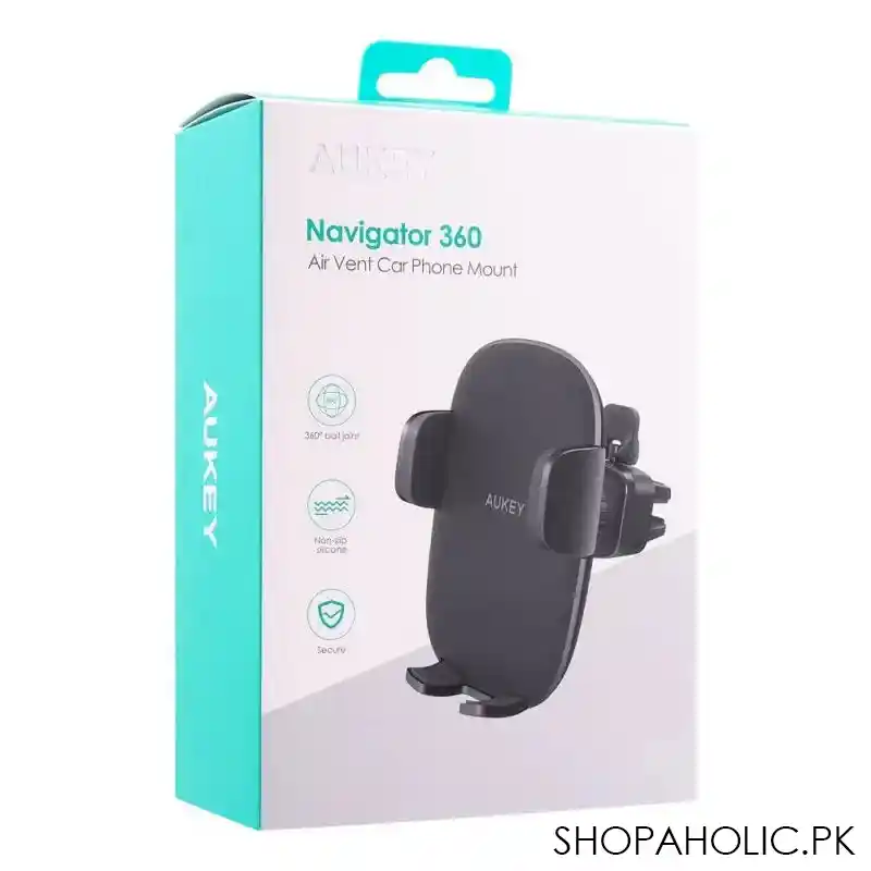 aukey navigator 360 air vent car phone mount, black, hd c48 image2