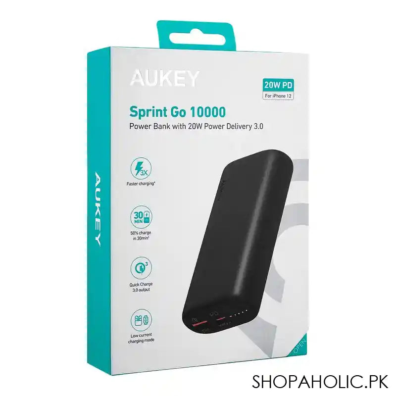 Aukey Sprint Go Power Bank, 10000Mah With 18W PD Power Delivery 3.0, Black, PB-Y36 - Image 6