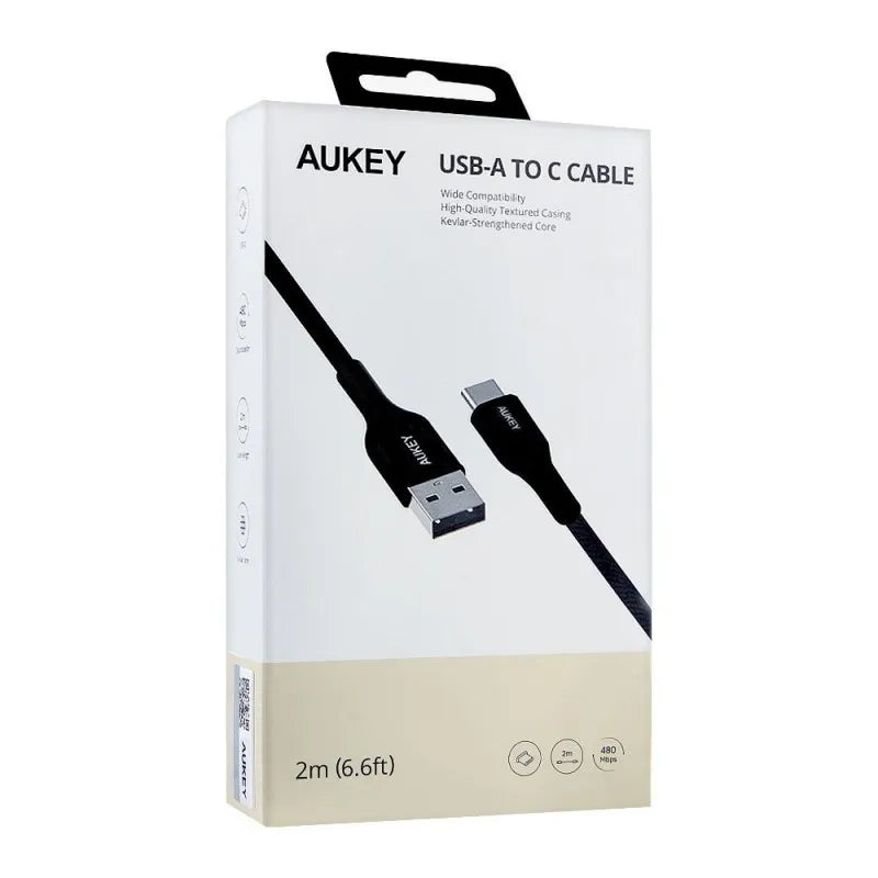 aukey usb a to usb c cable, 6.6ft, black cb akc2 image2