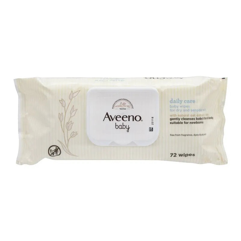 aveeno daily care face and body baby wipes, 72 pack main image