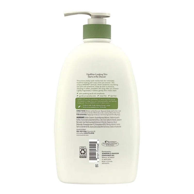 aveeno daily moisturising body wash, lightly scented, 975ml image2