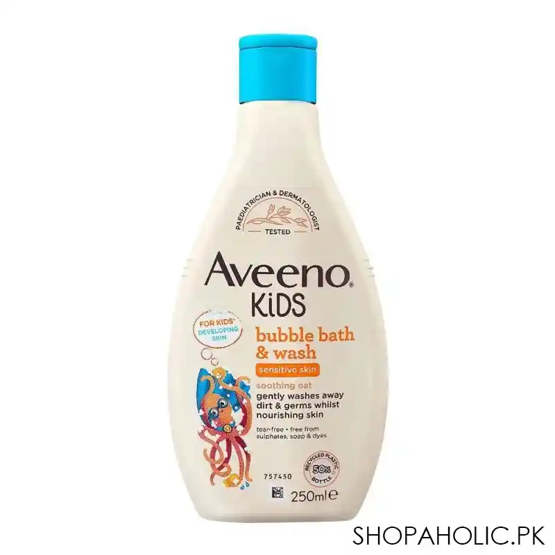 aveeno kids bubble bath & wash, for sensitive skin, 250ml main image