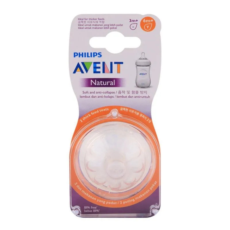 avent natural teat 2 pack 6m+ y shape flow   scf656/23 main image