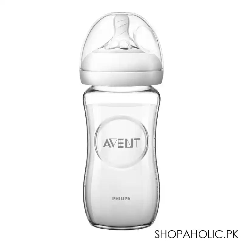 Avent Natural Wide Breast Shaped Glass Feeding Bottle, 240ml, SCF053/17 - Image 5