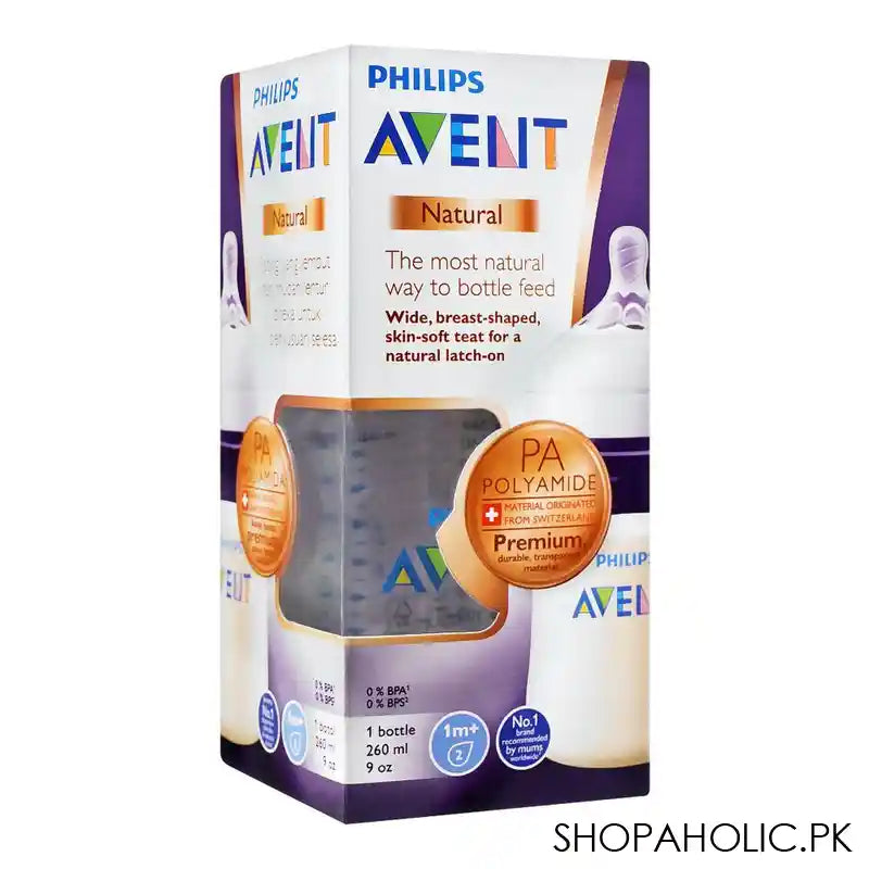 Avent Natural Wide Neck Feeding Bottle, 1m+, 260ml, SCF-474/17 - Image 3