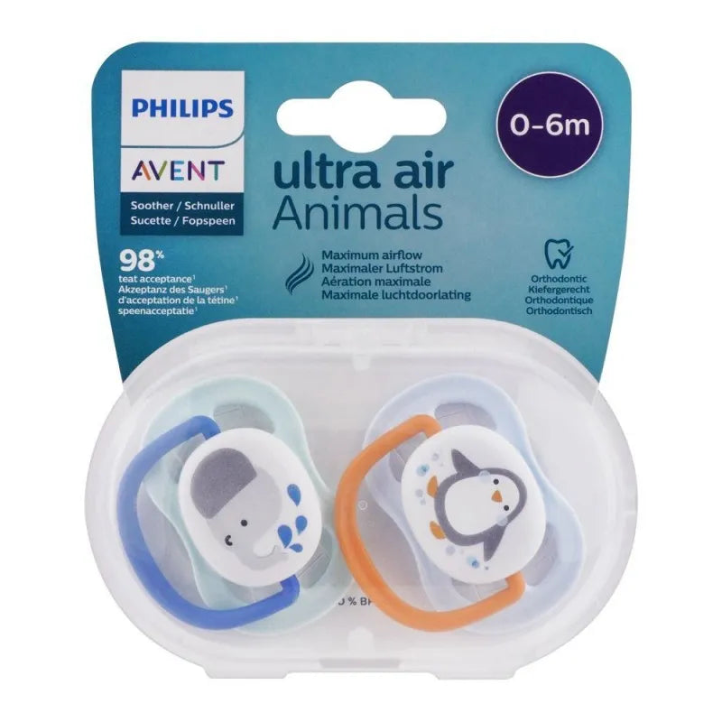 avent ultra air animals soothers, 2 pack, 0 6m, scf080/05 image2