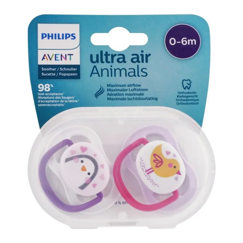 avent ultra air animals soothers, 2 pack, 0 6m, scf080/06 image2