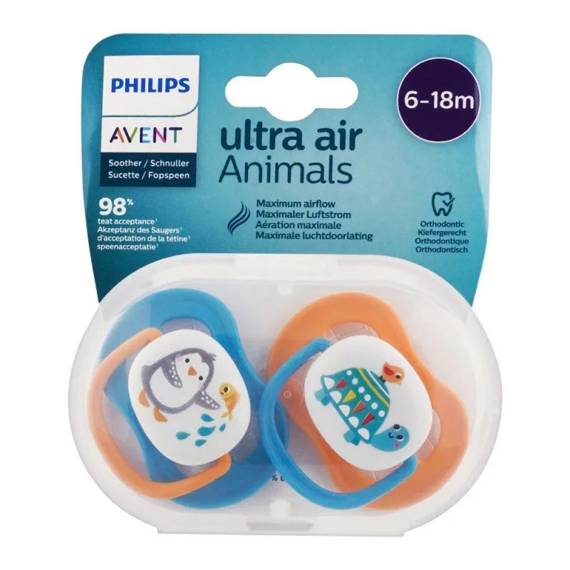 avent ultra air animals soothers, 2 pack, 6 18m, scf080/07 image2