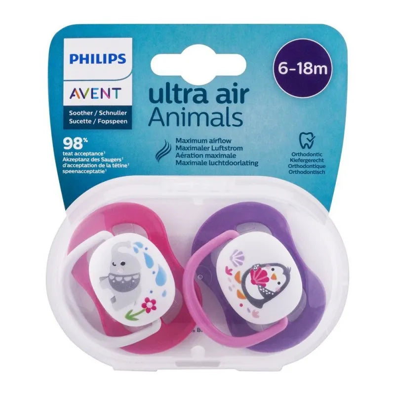 avent ultra air animals soothers, 2 pack, 6 18m, scf080/08 image2