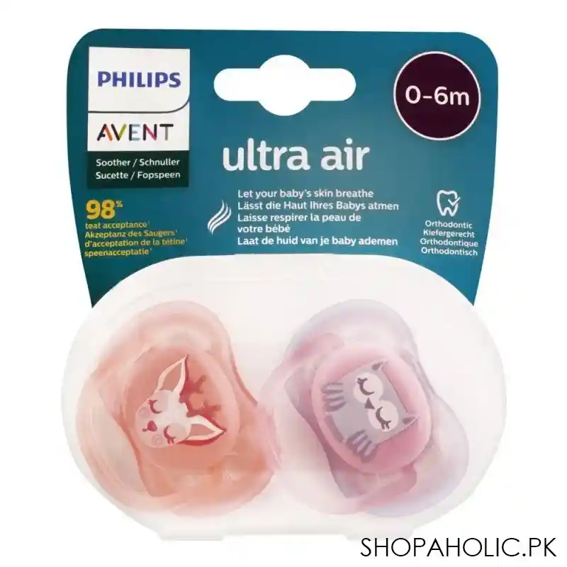 avent ultra air soothers, 2 pack, 0 6m, scf085/02 main image