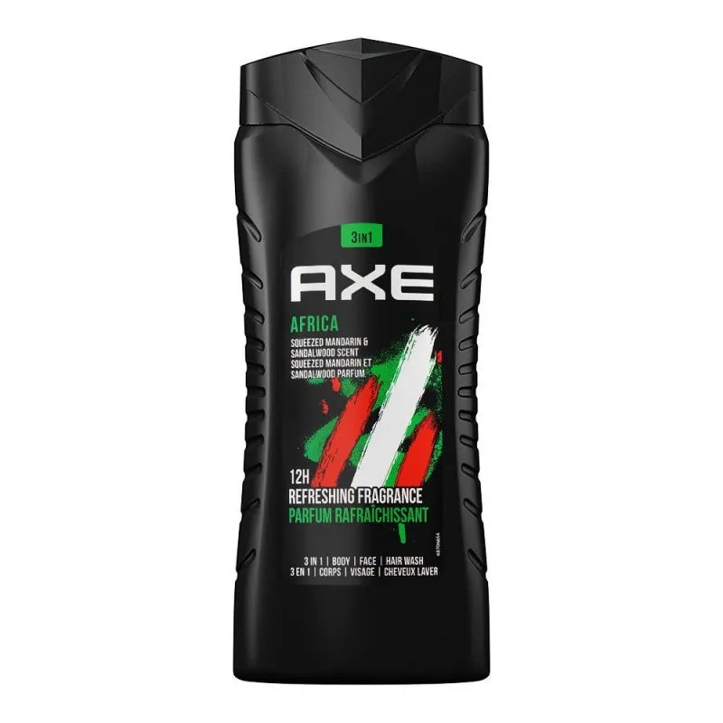 axe africa squeezed mandarin & sandalwood scent, 3in1 shower gel, 250ml main image