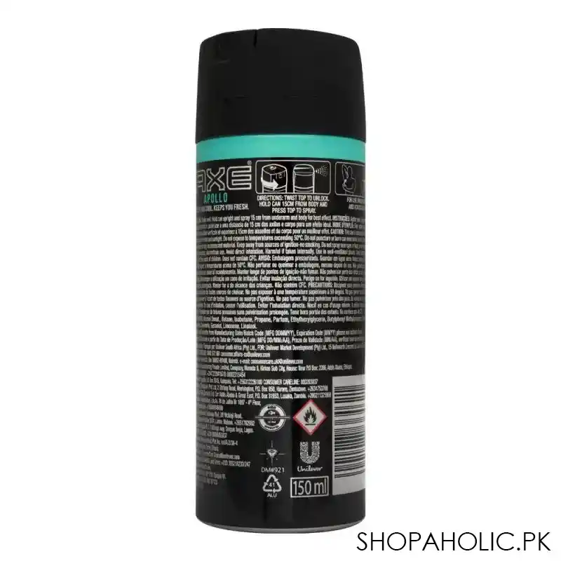 axe apollo 48h fresh deodorant spray, for men, 150ml image2