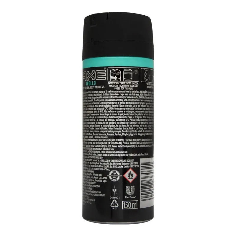 axe apollo 48h fresh deodorant spray, for men, 150ml image2