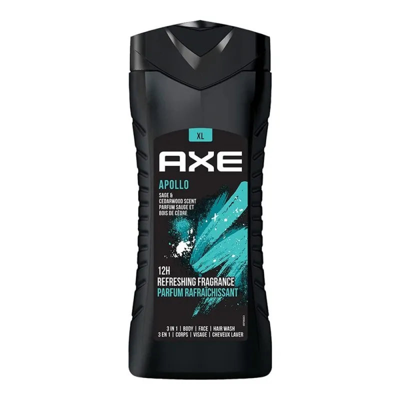 axe apollo sage & cedar wood scent 3 in 1 body, face & hair wash, 400ml main image