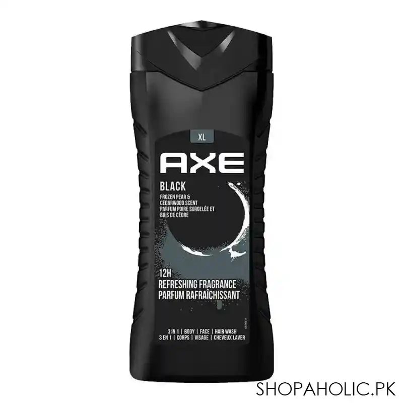 axe black frozen pear & cedar wood scent 3 in 1 body, face & hair wash, 400ml main image