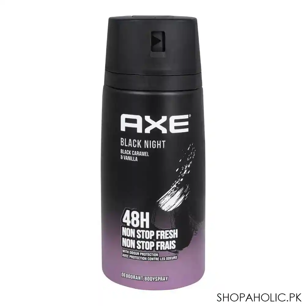 axe black night black caramel & vanilla 48h non stop fresh deodorant body spray, for men, 150ml main image