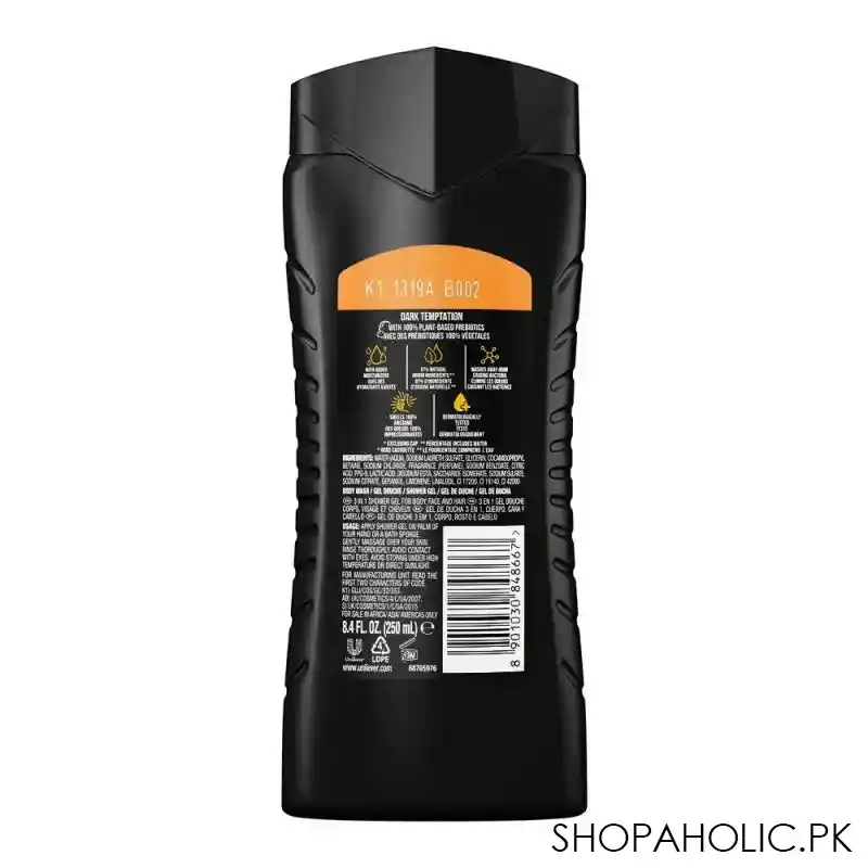 axe dark temptaion dark chocolate scent, 3in1 shower gel, 250ml image2