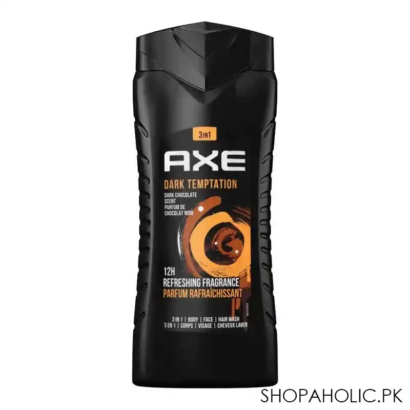 axe dark temptaion dark chocolate scent, 3in1 shower gel, 250ml main image