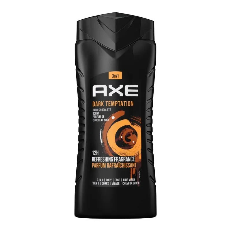 axe dark temptaion dark chocolate scent, 3in1 shower gel, 250ml main image