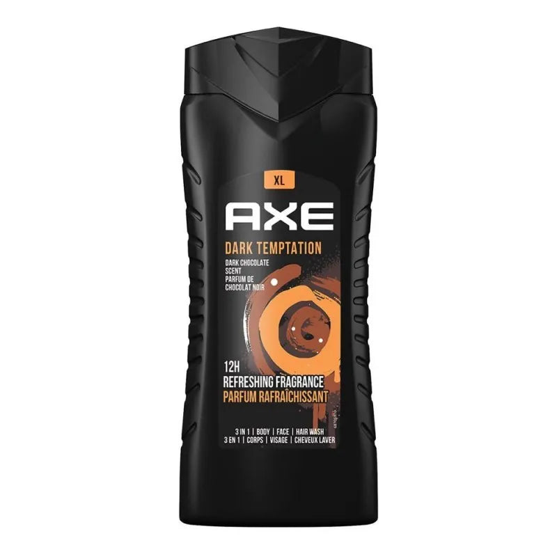 axe dark temptation dark chocolate scent 3 in 1 body, face & hair wash, 400ml main image