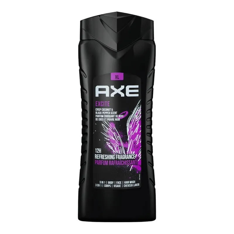 axe excite crisp coconut & black pepper scent 3 in 1 body, face & hair wash, 400ml main image