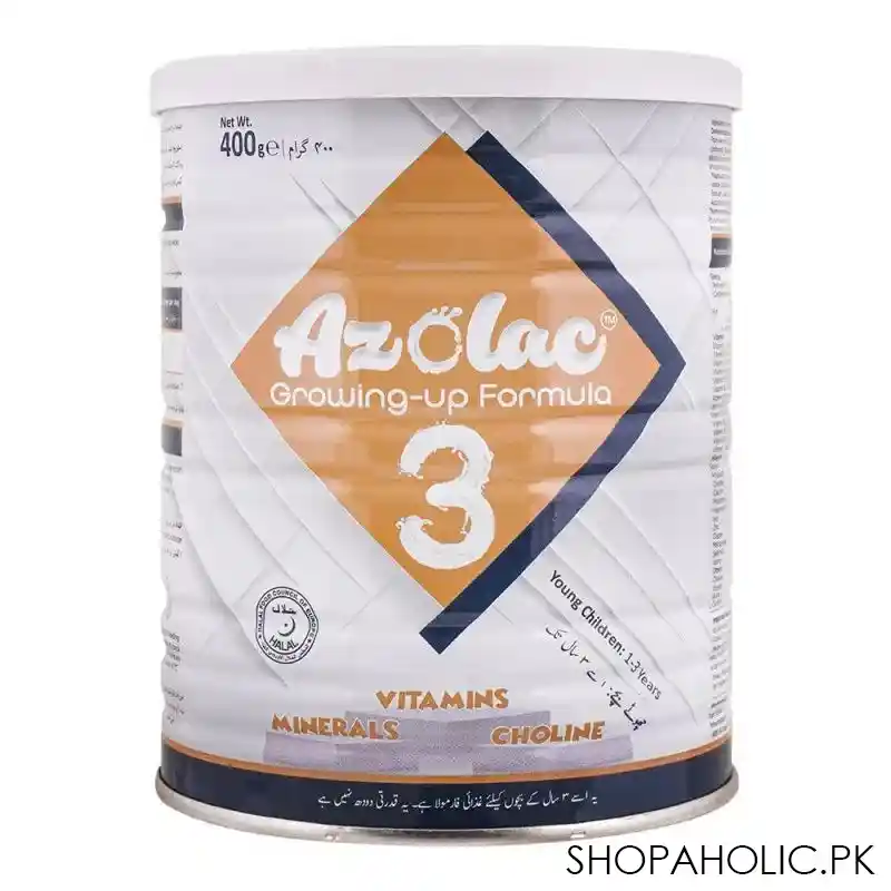 azolac growing up formula 3, vitamins minerals choline, halal, 400g main image