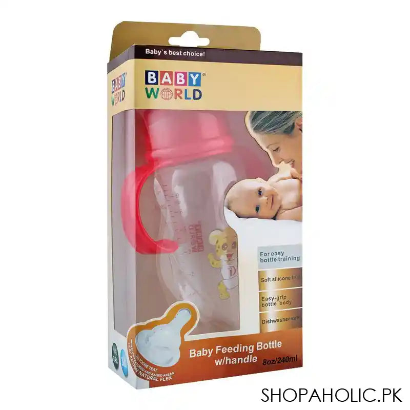 Baby World Baby Feeding Bottle With Handle, 240ml, BW2025 - Image 4