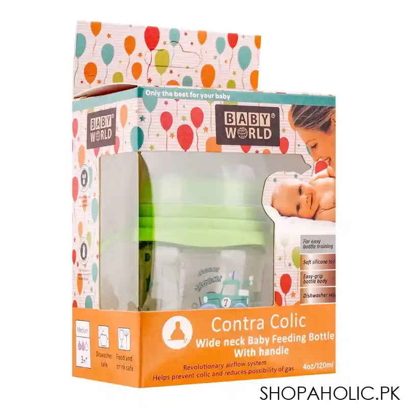 Baby World Contra Colic Wide Neck Feeding Bottle, 120ml, BW2007 - Image 3