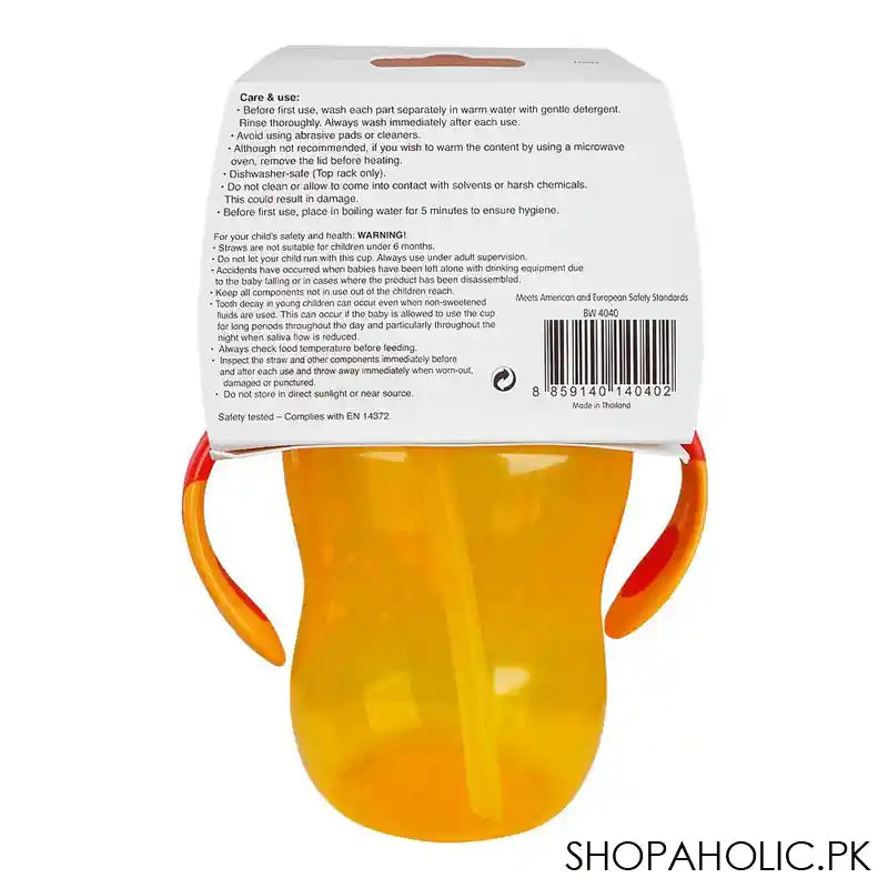 Baby World Sport Sipper Cup, 250ml, Orange, BW4040 - Image 2