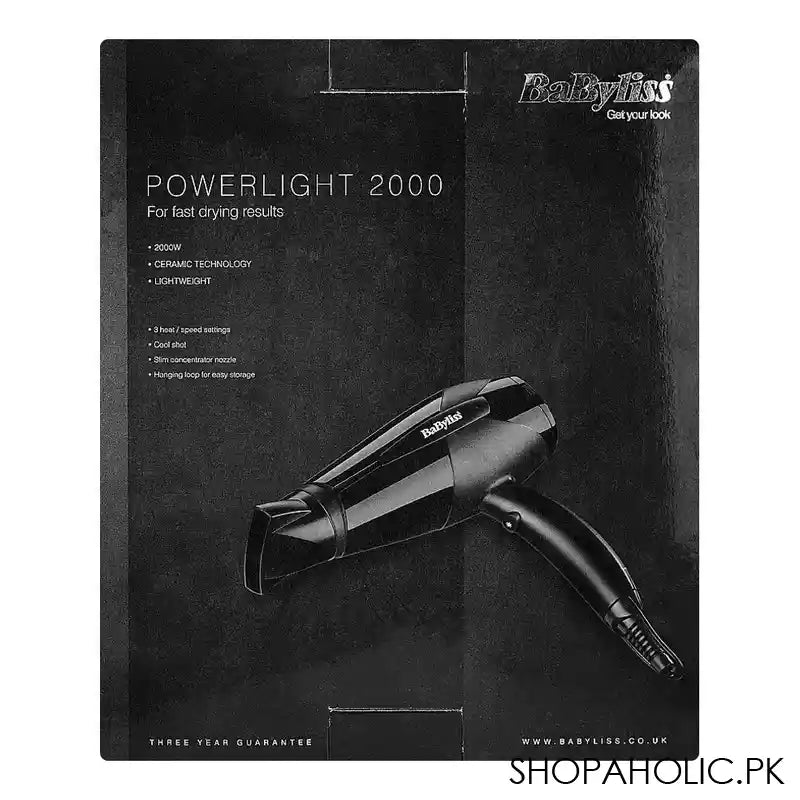 Babyliss 2000W Ceramic Technology Power Light Hair Dryer, 5571U - Image 3