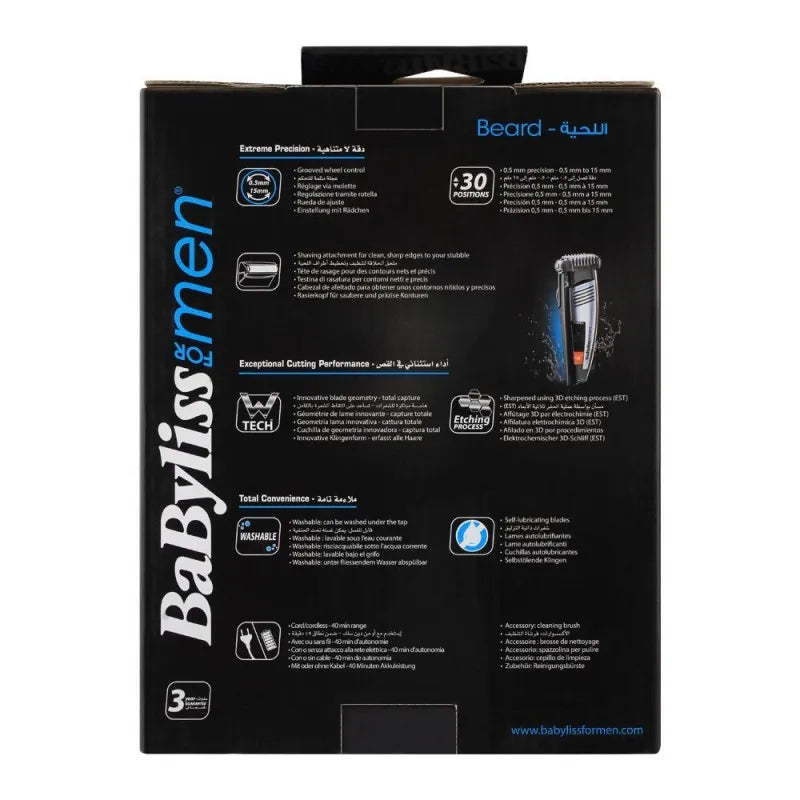 babyliss for men beard rechargeable trimmer, 20 positions, e848sde image2