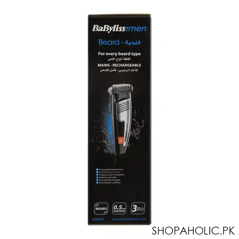 babyliss for men beard rechargeable trimmer, 20 positions, e848sde image3