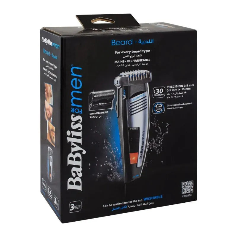 babyliss for men beard rechargeable trimmer, 20 positions, e848sde main image