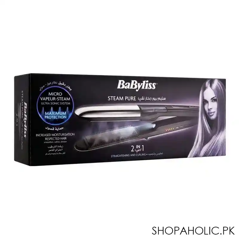 babyliss steam pure 2 in 1 straightening and curling, straightener & curler, st495sde image2