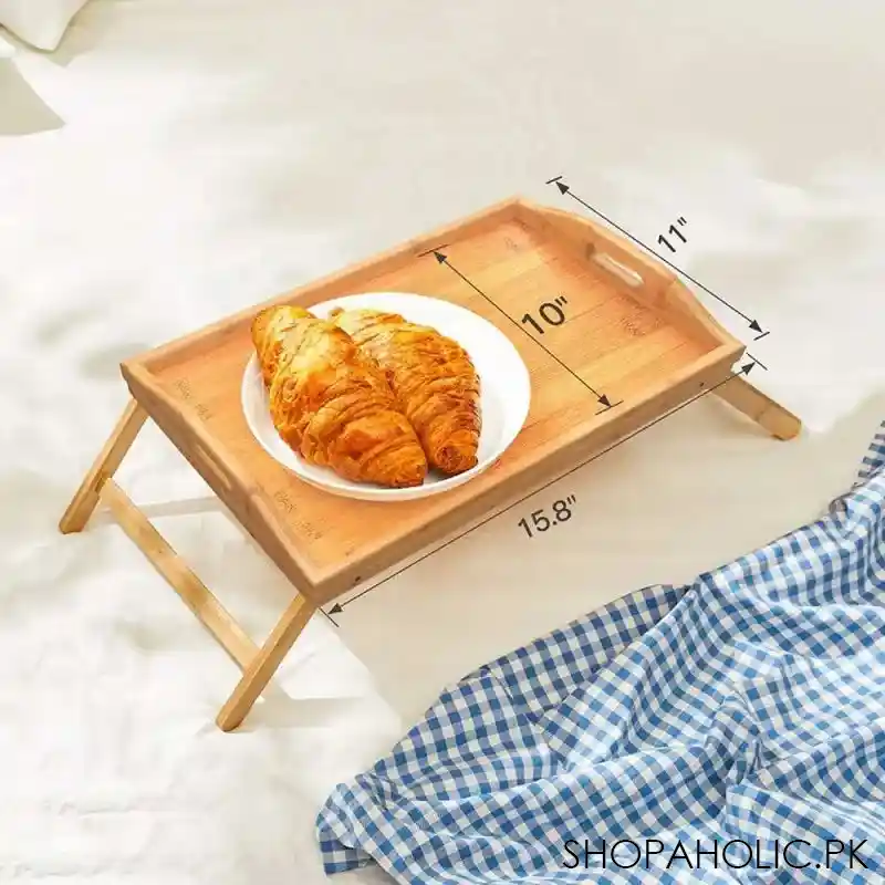 bamboo bed tray table for eating tv breakfast with foldable legs for bedroom image9