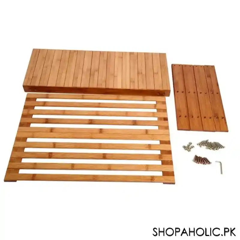 bamboo wooden shoe rack with sitting stool image3