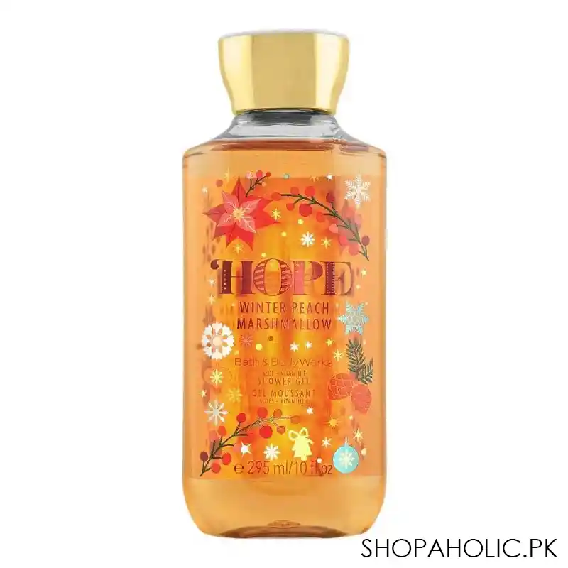 bath & body works hope winter peach marshmallow aloe + vitamin e shower gel, 295ml main image