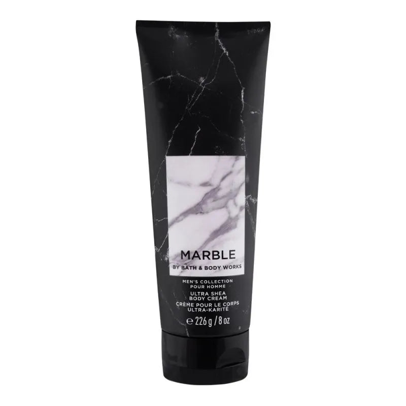 bath & body works men's marble pour homme ultra shea body cream, 226g main image